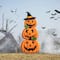 Glitzhome® 3.3ft. Halloween Lighted Metal Stacked Jack-O-Lantern Yard Stake Set
